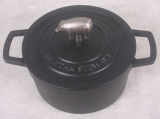 Martha Stewart 2 - Qt.  Enameled Cast Iron Dutch Oven Covered Pot With Pig Finial