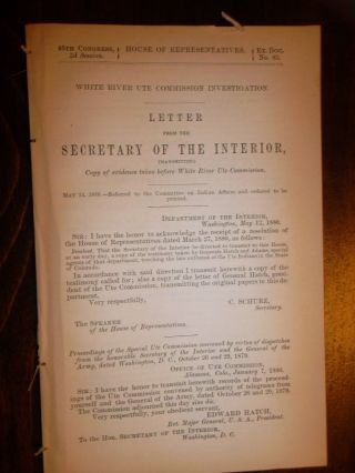 1880 Meeker Massacre - 84 Page Report - White River Utes - Indian Agents