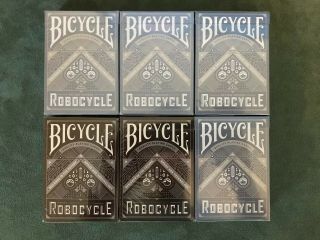 6 Decks Of Bicycle Robocycle Playing Cards 4 Blue & 2 Black