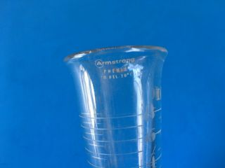 Vintage Etched Glass Elixir Measuring cup Pharmacy 1940 ' s Mid Century 4.  5 