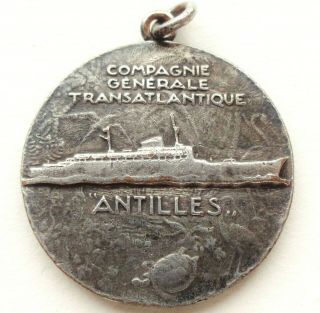 GENERAL TRANSATLANTIC COMPANY - ANTILLES - GREAT ANTIQUE ART MEDAL by LASSERRE 4