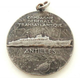 GENERAL TRANSATLANTIC COMPANY - ANTILLES - GREAT ANTIQUE ART MEDAL by LASSERRE 5