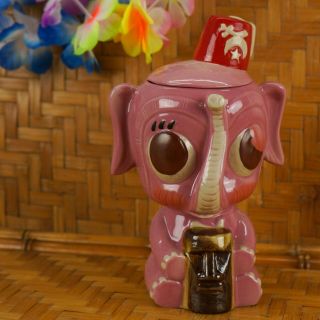 Tiki Mug Never Forget To Get Drunk Pink Elephant W/fez Munktiki Imports W/lid