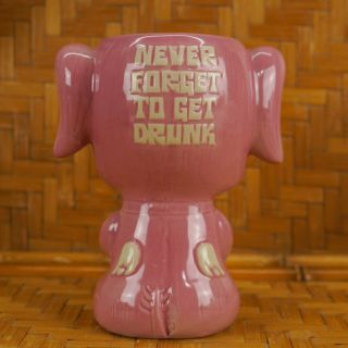 Tiki Mug Never Forget To Get Drunk Pink Elephant W/Fez Munktiki Imports W/Lid 6