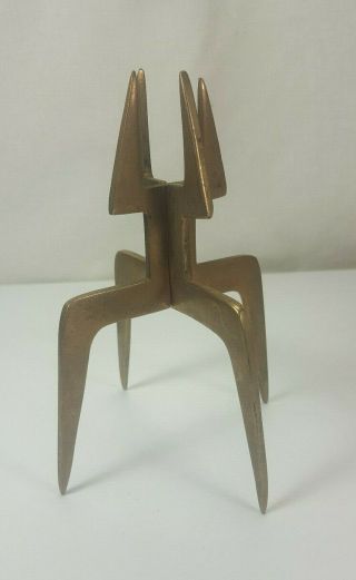 Mid Century Modern Atomic Age Rocket Design Brass 4 Leg Sculpture Candle Holder