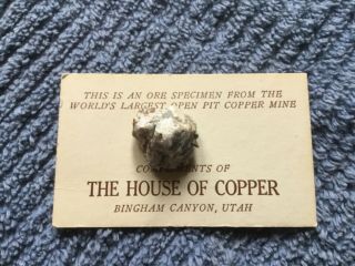 Ore Specimen From The House Of Copper,  Bingham Canyon,  Utah (ghost Town)
