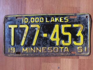 1951 Minnesota Truck License Plate - Mn - Vintage - Tag,  T77 - 453