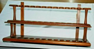 Antique Solid Wood Pipe Storage & Display Stand Or Wall Rack W 24 Bowl Cups
