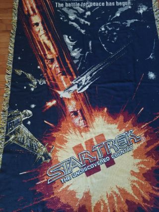Star Trek VI The Undiscovered Country Blanket,  Woven Throw cotton Afghan 2