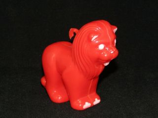 Carnival Colored Red Plastic Animal Lion Christmas Ornament Decoration 1950s
