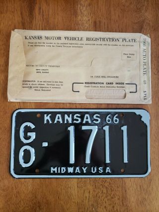 1966 Gove County Kansas License Plate,  Nos