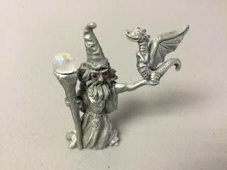 1987 Spoontiques Pewter Wizard With Dragon & Crystal Ball Cmr595 272r