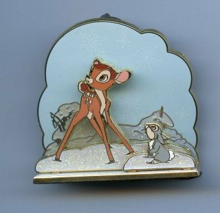Disney Shopping Bambi Thumper Bunny On Snowy Hillside Winter Diorama Le 250 Pin