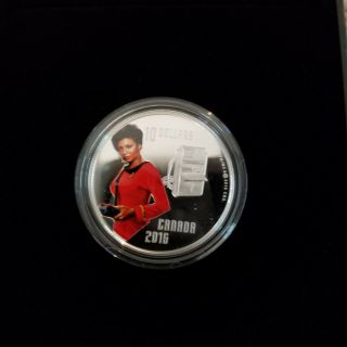 2016 $10 Canada Star Trek Uhura Nichelle Nichols Colorized Silver Coin 3