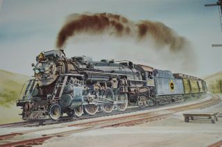 Erie Railroad Poster Print Steam Engine Passenger 2942 Train By Reid 1979