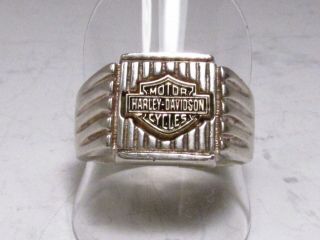 Harley Davidson Sterling Silver & 10k Top Mens Ring By Stamper Sz 11.  75