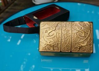 Art Deco Elgin American Gold Tone Ladies Vanity Compact/carryall W/case