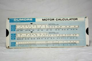 The Dumore Company Motor Calculator Fractional Horsepower Pull Card Slide Rule