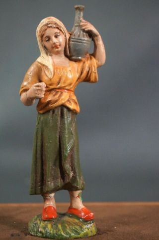 1940˜italian Fontanini Nativity Composition Papier - Mache Sculpture Figure Lady