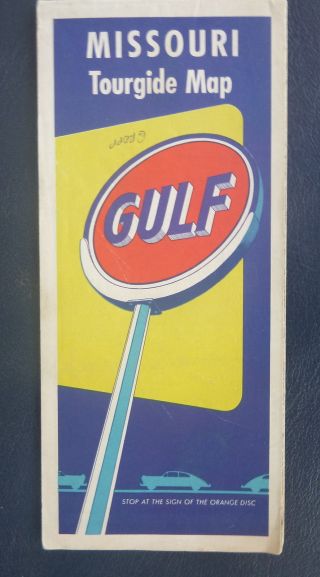 1953 Missouri Road Map Gulf Oil Gas Route 66 St.  Louis