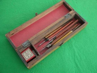 Antique Vintage Hardwood Storage Box With Microscope Specimen Tools