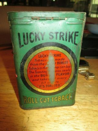 Vintage 1910 Lucky Strike Cigarettes Vertical Pocket Tobacco Tin W Paper Liner 2