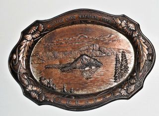 Vintage Crater Lake Or Impressed Metal Souvenir Pin Tray,  Made In Occupied Japan