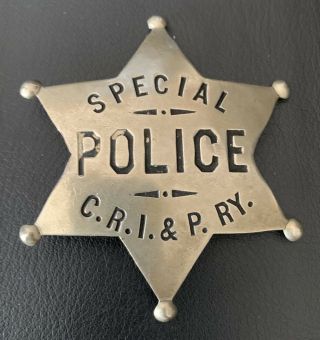 Obsolete 6 - Point Star Chicago Rock Island & Pacific Railroad Special Police Badg