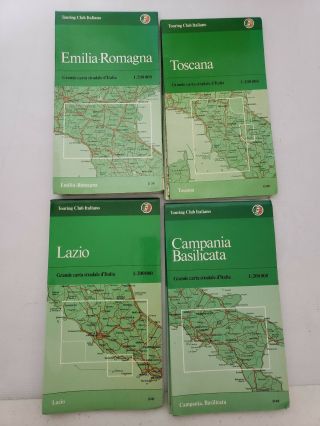 4 Road Maps Touring Club Italiano 1983 Large Wall Size When Opened Vintage