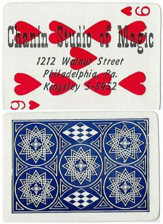 Jack Chanin Throw Out Card - Name & Address On Sherms Playing Card - V.  Fine - Pp