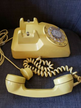 Vintage Western Electric Rotary Dial Phone Bell System Yellow Desk Top 6