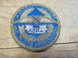 Vintage Aopa - Aircraft Owners And Pilots Association Badge - Bullion Aviation