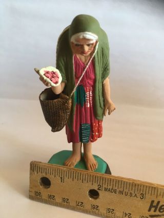 Vintage Mexican ceramic 1940s Old Women Clay Pottery Folk Art Figure 5 