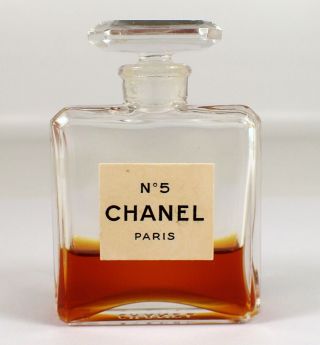 Vtg Chanel No 5 Paris France Crystal Glass Perfume Bottle 2 3/8 " X1 5/8 " No Seal