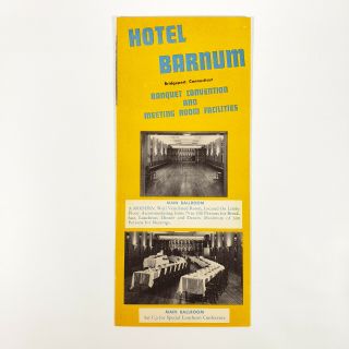 1950 Hotel Barnum Travel Brochure Banquet Convention Meeting Rooms Bridgeport Ct