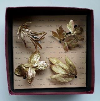 Set Of 4 " Italian Herb " Napkin Rings By Ny Artist Michael Michaud