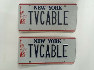 1986 - 2001 York License Plate Pair Plates Yom Vanity Tv Cable Mint/nos
