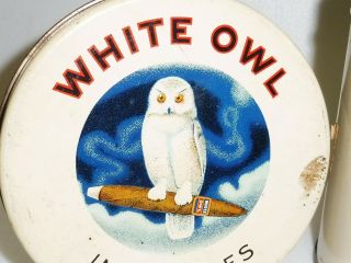 COLORFUL 1940 ' s WHITE OWL CIGARS TOBACCO TIN CAN CANADA MONTREAL SIGN 4