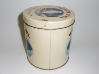 COLORFUL 1940 ' s WHITE OWL CIGARS TOBACCO TIN CAN CANADA MONTREAL SIGN 8