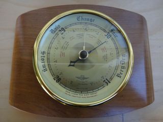 Shortland Brothers Teak And Brass Barometer,  England Circa 1950 