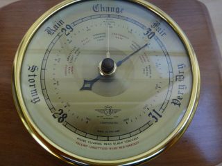 Shortland Brothers Teak and Brass Barometer,  England circa 1950 ' s 2