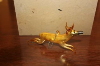 Antique Mercury Glass Flying Reindeer Christmas Ornament,  Gold And Black