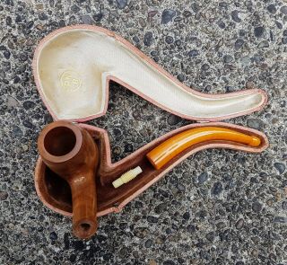 Unsmoked Antique Briar Tobacco Pipe with amber stem 3