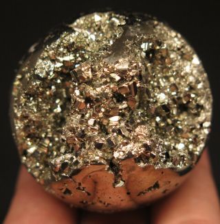 45mm 6.  6oz Natural Pyrite Geode Crystal Sphere Ball