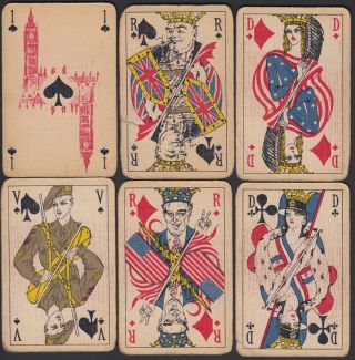 Vintage Victory Playing Cards WW2 1945 Belgium Hitler joker 2