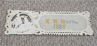 Antique Victorian Bookmark 1885 Named Punched Card Cross Stitch Bookmark