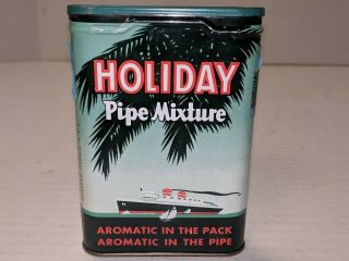 Vtg HOLIDAY Pipe Mixture Pocket Pipe Cigarette Tobacco TIN FULL Great Graphics 2