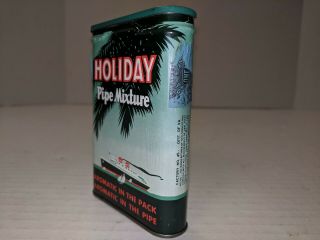 Vtg HOLIDAY Pipe Mixture Pocket Pipe Cigarette Tobacco TIN FULL Great Graphics 3