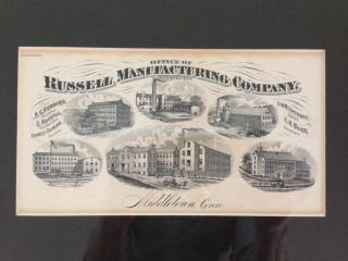 Vtg.  Etching Middletown Conn.  Russell Manufacturing Co.  Buildings,  Executives