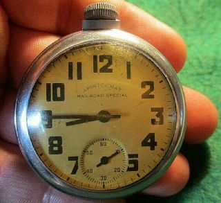 Vintage Ingraham Aristocrat Railroad Pocket Watch / Engraved Locomotive